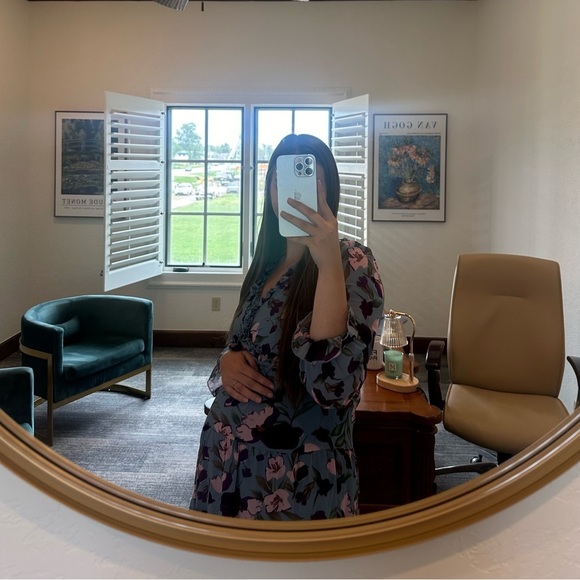 Blue Floral Maternity Dress - Picture 2 of 4